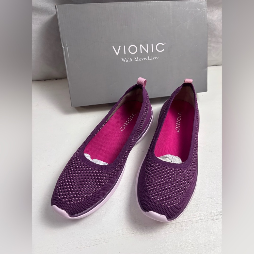 Vionic Kallie Slip-On Knit Sneakers Women’s 6 Purple Grape Comfort Shoes